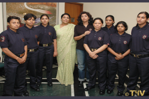 Mrs. Renuka chaudhary with 24 secure women security Guards.